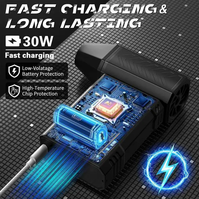 Alt view image 3 of 6 - Compressed Air Duster 130000RPM Electric Air Duster with LED Light Mini Air Blower (10000mAh) Rechargeable Cordless for Keyboard Cleaning Car and Home Cleaning Kit Replaces Compressed Air Can