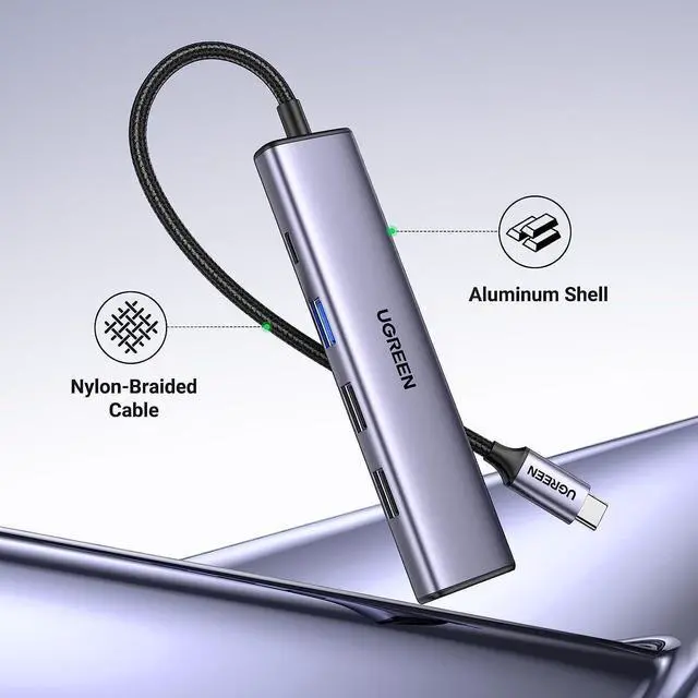 Alt view image 2 of 5 - UGREEN Revodok 105 USB C Hub 5 in 1 Multiport Adapter 4K HDMI, 100W Power Delivery, 3 USB-A Data Ports, USB C Dongle for MacBook Pro/Air, iPad Pro, iMac, iPhone 15 Pro/Pro Max, XPS, Thinkpad