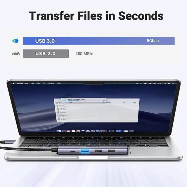Alt view image 4 of 5 - UGREEN Revodok 105 USB C Hub 5 in 1 Multiport Adapter 4K HDMI, 100W Power Delivery, 3 USB-A Data Ports, USB C Dongle for MacBook Pro/Air, iPad Pro, iMac, iPhone 15 Pro/Pro Max, XPS, Thinkpad