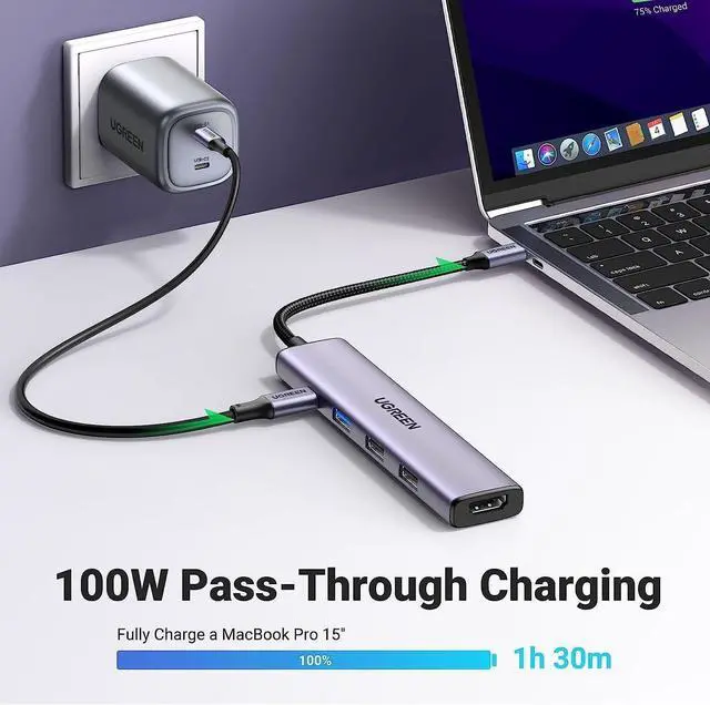 Alt view image 5 of 5 - UGREEN Revodok 105 USB C Hub 5 in 1 Multiport Adapter 4K HDMI, 100W Power Delivery, 3 USB-A Data Ports, USB C Dongle for MacBook Pro/Air, iPad Pro, iMac, iPhone 15 Pro/Pro Max, XPS, Thinkpad
