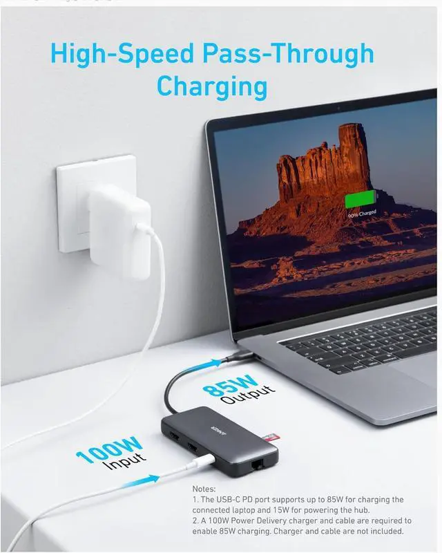 Alt view image 5 of 7 - Laptop Docking Station Dual Monitor 8-in-1 USB C Hub 4K Dual Monitor with 2 HDMI 1 Gbps Ethernet Hub 100W Power Delivery SD Card Reader for MacBook Pro XPS and More