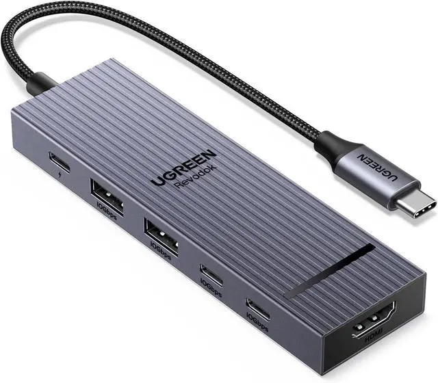 Main image of Revodok Pro USB-C Hub 6 in 1 10Gbps 4K 60Hz HDMI 100W Power Delivery for MacBook Pro/Air iPad Pro Thinkpad Rog Ally and More.