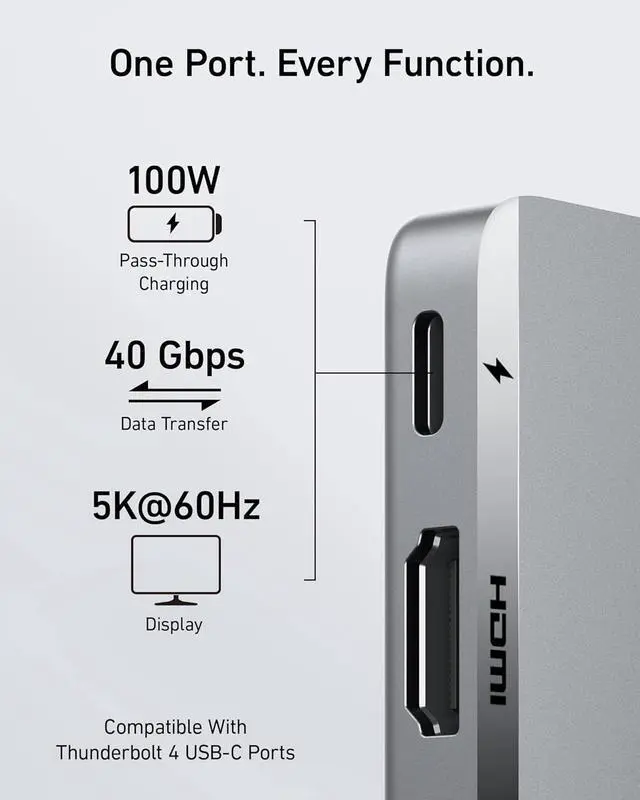 Alt view image 3 of 6 - USB C Hub for MacBook 7-in-2 with 4K HDMI Compatible with Thunderbolt 4 1 Type C and 2 USB A Data Ports for MacBookPro 13 Inch MacBookAir M1 / M2 and More