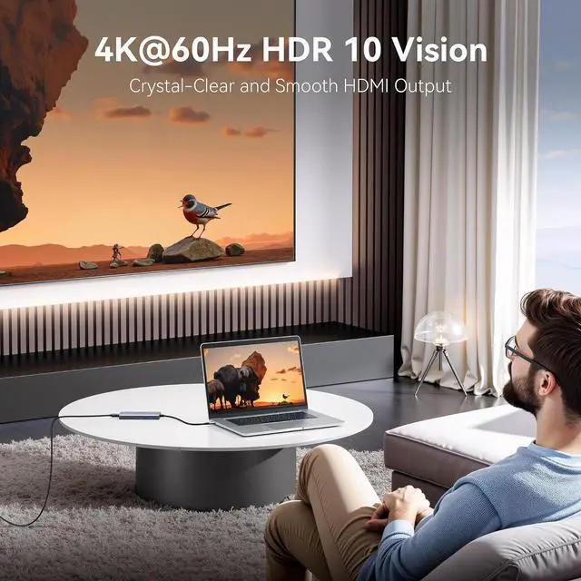 Alt view image 3 of 7 - USB C Hub Multiport Adapter for MacBook Pro/Air, 9 in 1 USB C Dongle Dock Mac HDMI Adapter Compatible for iPad Pro, iMac, Dell XPS, Thinkpad(4K@60Hz HDMI, SD/TF Card Reader, 100W PD, 5 USB Ports)