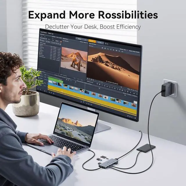 Alt view image 4 of 7 - USB C Hub Multiport Adapter for MacBook Pro/Air, 9 in 1 USB C Dongle Dock Mac HDMI Adapter Compatible for iPad Pro, iMac, Dell XPS, Thinkpad(4K@60Hz HDMI, SD/TF Card Reader, 100W PD, 5 USB Ports)