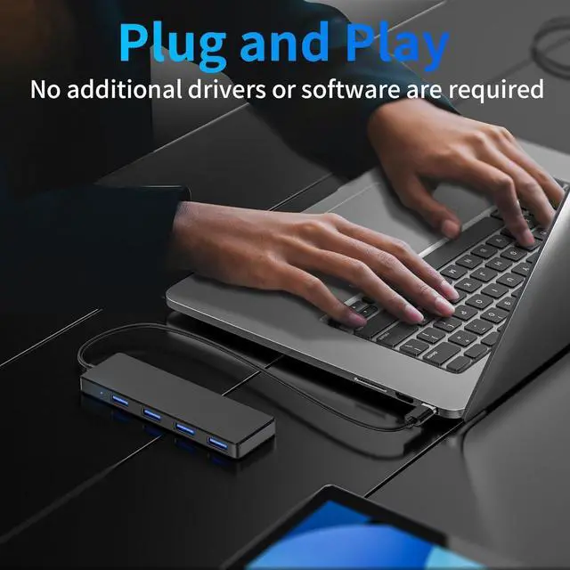 Alt view image 4 of 7 - USB 3.0 Hub 4 Ports USB A Splitter Ultra Slim Mini USB Expander Multiple USB Hub for Laptop PC Xbox Flash Drive HDD Console Printer Camera Keyborad Mouse and More