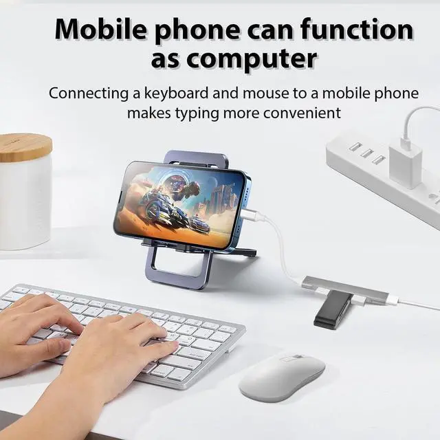 Alt view image 4 of 6 - 4 Ports USB C to USB Hub Aluminum Type C to USB A 3.0 Adapter Plug and Play USB Extender for MacBook Pro/Air Laptop Keyboard and Mouse