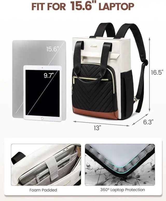 Alt view image 2 of 6 - Laptop Backpack for Women 15.6 Inch Work Laptop Bag Teacher Nurse Backpack Wide Open Travel Tote Backpack Purse Business Computer Daypack