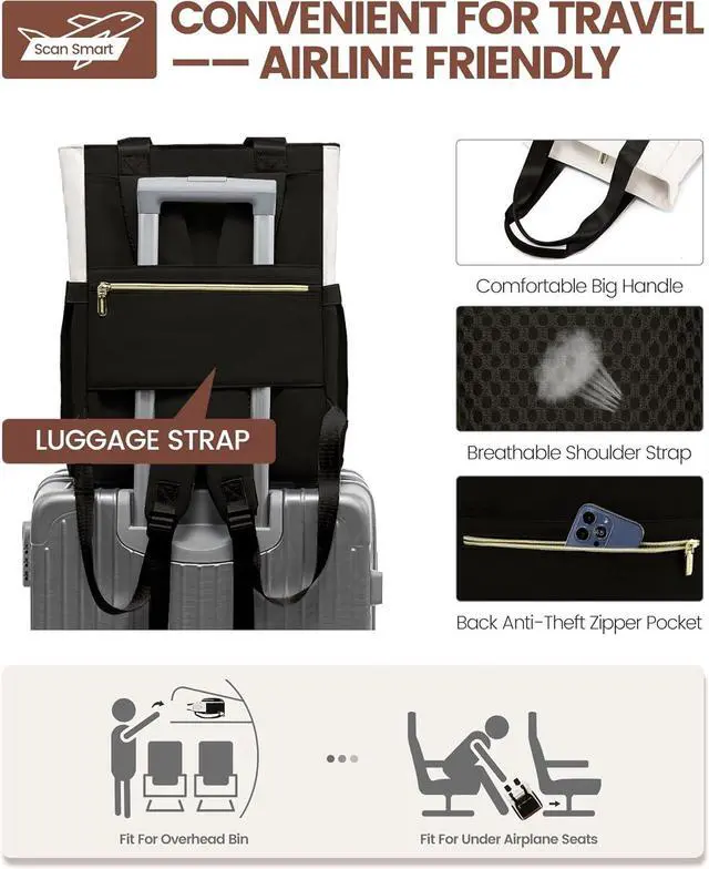 Alt view image 4 of 6 - Laptop Backpack for Women 15.6 Inch Work Laptop Bag Teacher Nurse Backpack Wide Open Travel Tote Backpack Purse Business Computer Daypack