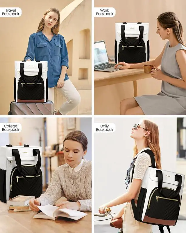 Alt view image 5 of 6 - Laptop Backpack for Women 15.6 Inch Work Laptop Bag Teacher Nurse Backpack Wide Open Travel Tote Backpack Purse Business Computer Daypack