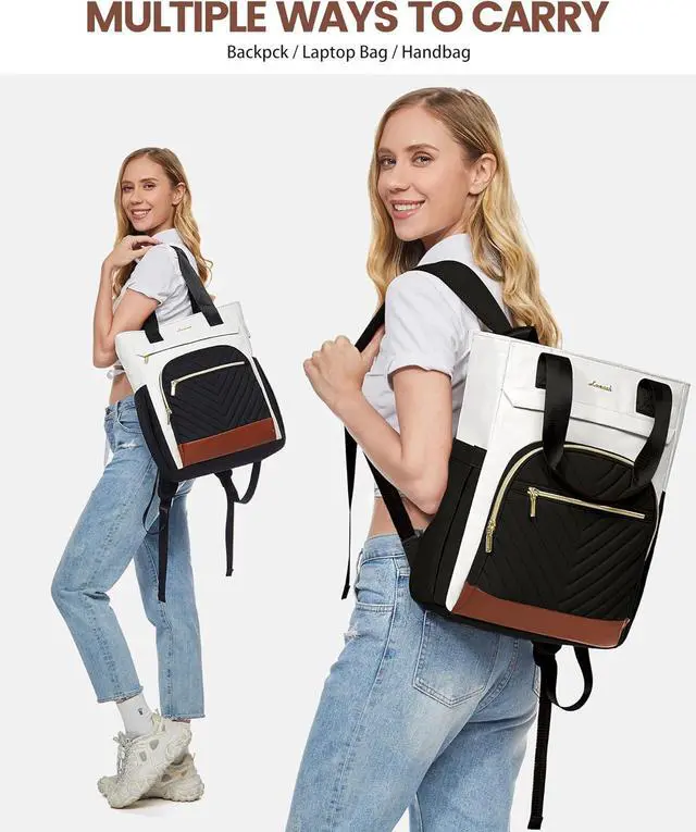 Alt view image 6 of 6 - Laptop Backpack for Women 15.6 Inch Work Laptop Bag Teacher Nurse Backpack Wide Open Travel Tote Backpack Purse Business Computer Daypack