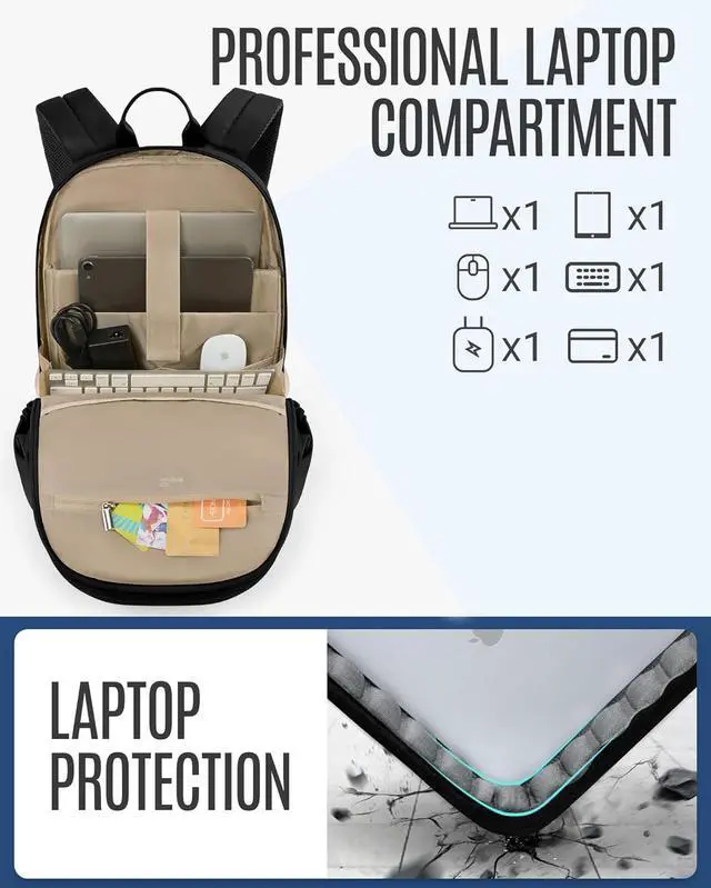 Alt view image 4 of 7 - Travel Backpack for Women 15.6 Inch Laptop Backpack with USB Charging Hole Water Resistant College Bookbag Large Capacity Black Computer Backpacks for Work Black