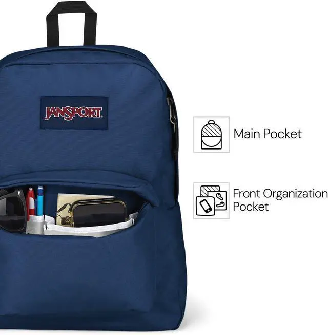 Alt view image 4 of 7 - SuperBreak Plus Backpack with Padded 15-inch Laptop Sleeve and Integrated Bottle Pocket - Spacious and Durable Daypack for Work and Travel - Black