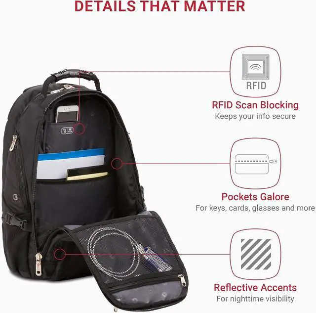 Alt view image 3 of 6 - SwissGear 1900 Scansmart TSA 17 Laptop Backpack, Black, 19-Inch