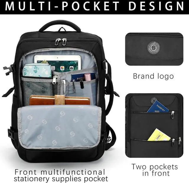 Alt view image 5 of 7 - Travel Laptop Backpack Extra Large High School College Backpacks Flight Approved Daypack Business Bag Fit 17.3 inch Laptop for Men Women (Black)