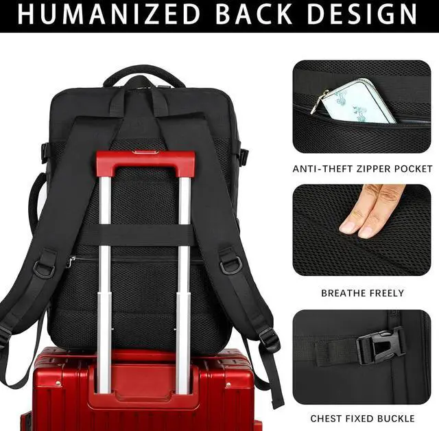 Alt view image 6 of 7 - Travel Laptop Backpack Extra Large High School College Backpacks Flight Approved Daypack Business Bag Fit 17.3 inch Laptop for Men Women (Black)