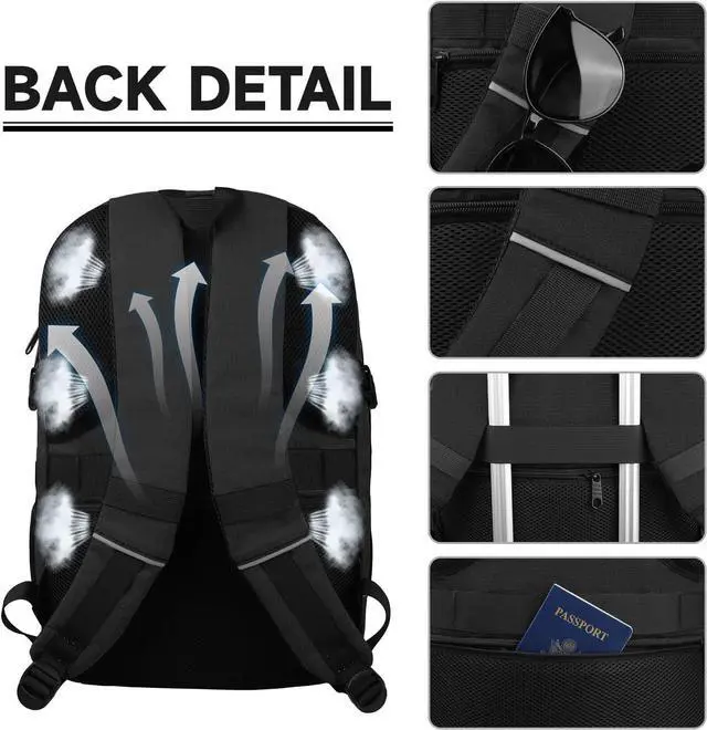 Alt view image 5 of 7 - Travel Backpack Large Carry on Backpack 17 Inch Laptop Bag Big Sturdy TSA-Friendly with USB Port College School Rucksack Bag Gifts for Him Men Women Black