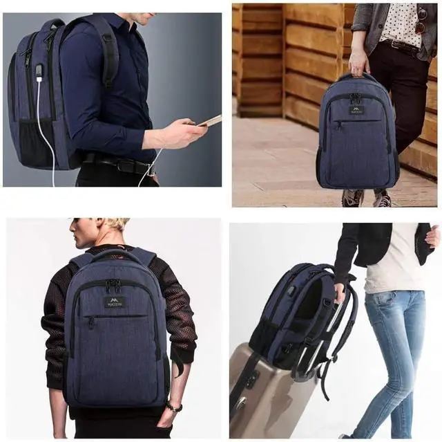 Alt view image 6 of 7 - Laptop Backpack Slim Travel Backpack with Laptop Compartment for Men Women College Daypack Gift Computer Bag fits 15.6 Inch Notebook Blue