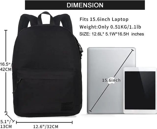 Alt view image 2 of 6 - SUPACOOL Casual Laptop Backpack for Men and Women, School Backpack for Boys and Girls, College Bookbag, USB Charging Port, Lightweight Back Pack(Black)