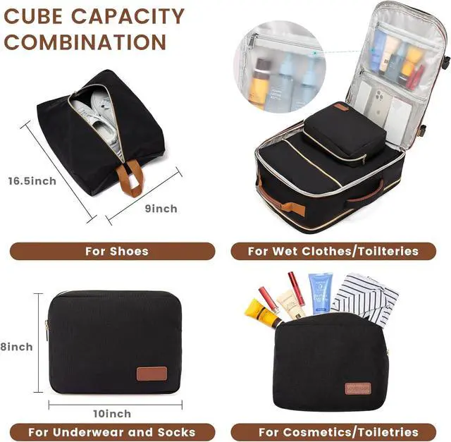 Alt view image 5 of 7 - 40L Large Travel Backpack for Women Men 17 Inch Carry on Backpack for Traveling on Airplane Personal Item Bag Airline Approved Business Causal Weekender Backpack Black-Brown