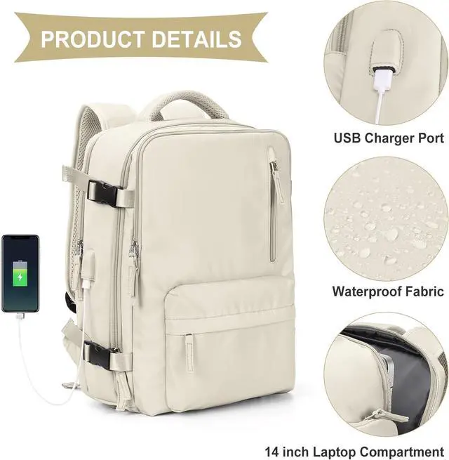 Alt view image 6 of 7 - Large Travel Backpack Carry on Flight Approved Laptop Work Business Backpack for Women Men Mochila de Viaje