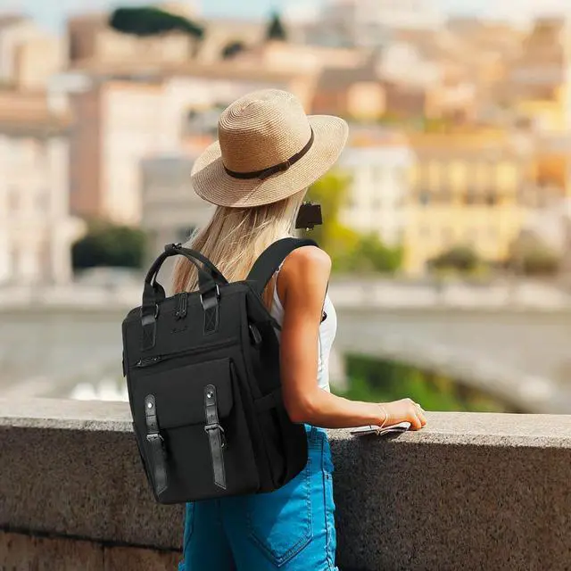 Alt view image 2 of 7 - LOVEVOOK Laptop Backpack for Women; College Backpack, Teacher Work Bag, Travel Backpack Purse, Business Computer Bag, Commuter Nurse Bag, 15.6 Inch, Black