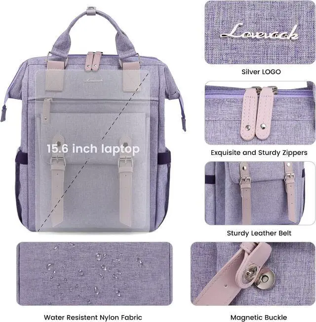 Alt view image 2 of 7 - Laptop Backpack for Women Teacher Nurse Bag Work Travel Computer Backpacks Purse Daypack Water Resistant with USB Charging Port 15.6 inch