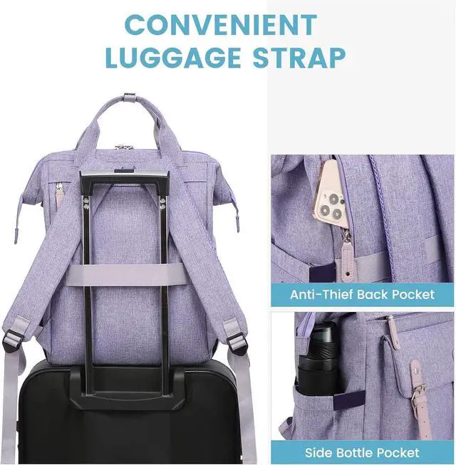 Alt view image 5 of 7 - Laptop Backpack for Women Teacher Nurse Bag Work Travel Computer Backpacks Purse Daypack Water Resistant with USB Charging Port 15.6 inch
