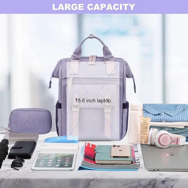 Alt view image 7 of 7 - Laptop Backpack for Women Teacher Nurse Bag Work Travel Computer Backpacks Purse Daypack Water Resistant with USB Charging Port 15.6 inch