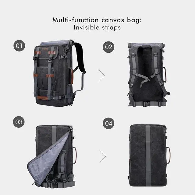 Alt view image 4 of 7 - Canvas Backpack Vintage Travel Backpack Large Laptop Bags Convertible Shoulder Rucksack