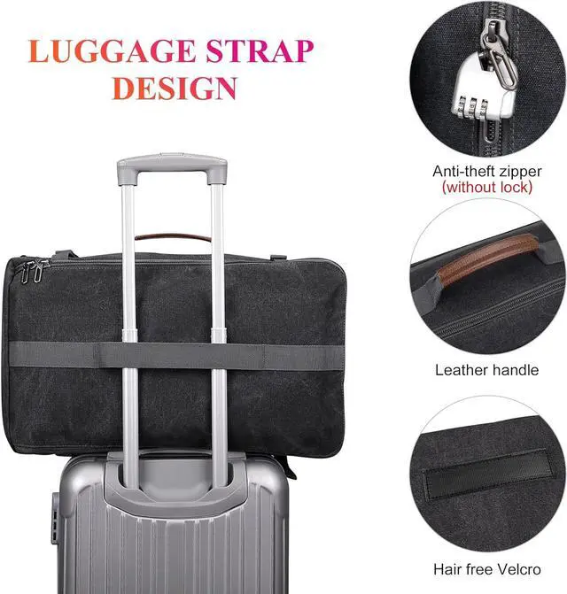 Alt view image 5 of 7 - Canvas Backpack Vintage Travel Backpack Large Laptop Bags Convertible Shoulder Rucksack