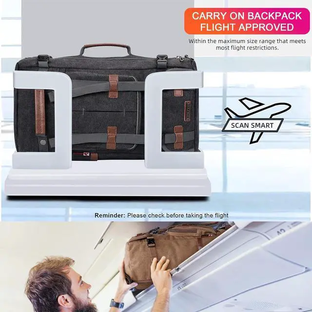 Alt view image 6 of 7 - Canvas Backpack Vintage Travel Backpack Large Laptop Bags Convertible Shoulder Rucksack