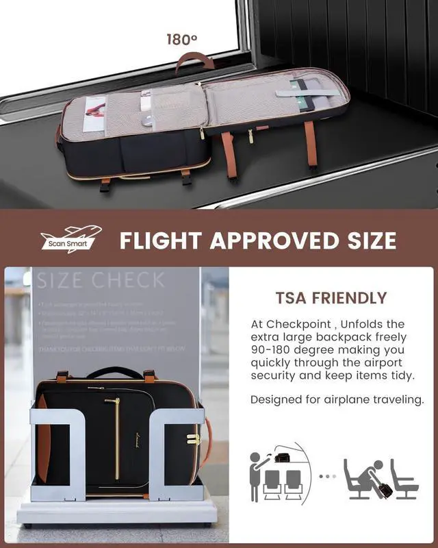Alt view image 2 of 7 - 40L Travel Backpack for Women & Men Large Carry on Backpack for Airplanes with 3 Packing Cubes TSA Personal Item Travel Bag fits 17 Laptop Waterproof Travel Essentials Airline Approved