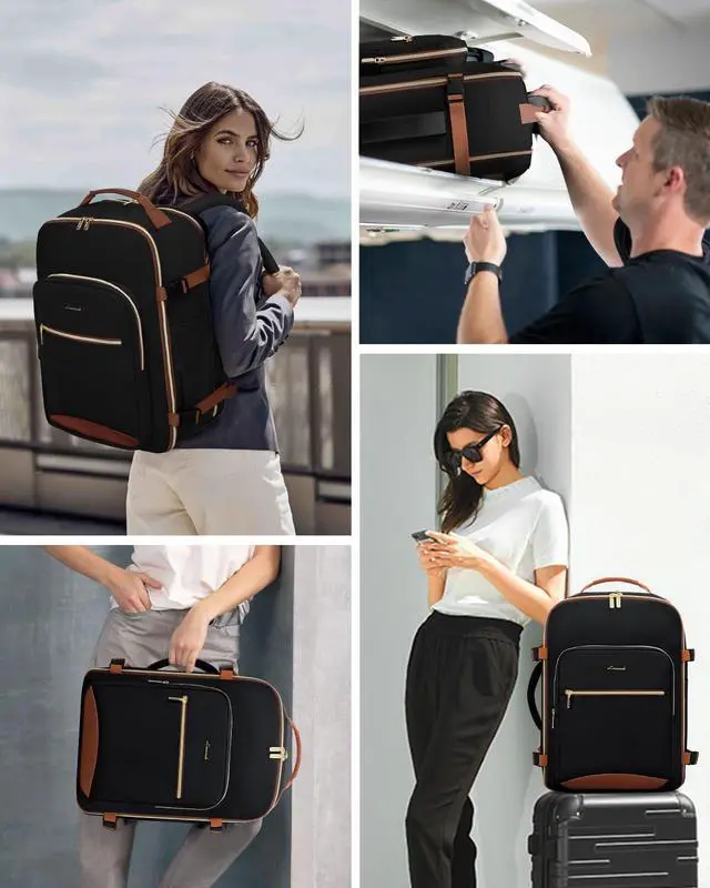 Alt view image 6 of 7 - 40L Travel Backpack for Women & Men Large Carry on Backpack for Airplanes with 3 Packing Cubes TSA Personal Item Travel Bag fits 17 Laptop Waterproof Travel Essentials Airline Approved
