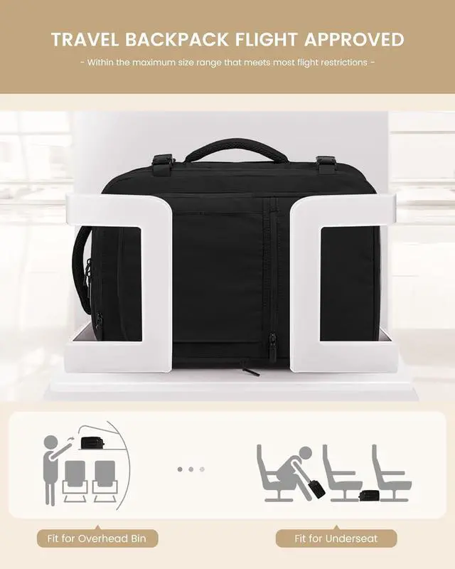 Alt view image 5 of 7 - Travel Backpack for Women & Men 40L Large Carry On Backpack Airline Approved TSA Personal Item Weekender Bag Water Resistant Laptop Backpack with 3 Packing Cubes for Travel Essentials