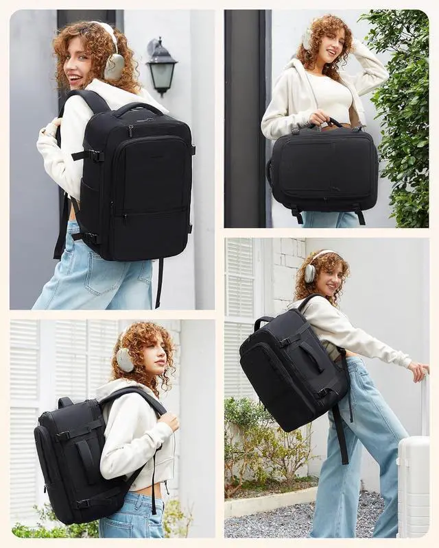 Alt view image 6 of 7 - Travel Backpack for Women & Men 40L Large Carry On Backpack Airline Approved TSA Personal Item Weekender Bag Water Resistant Laptop Backpack with 3 Packing Cubes for Travel Essentials