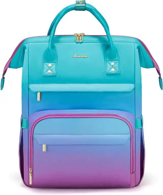 Main image of Gradient Laptop Backpack for Women 17.3 Inch Work Computer Bakcpack Purse Laptop Bag With Anti-Theft Pocket Waterproof Carry on Teacher College Backpack for Travel Green-Red