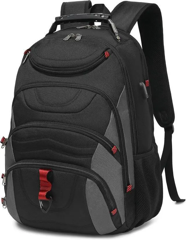 Main image of Laptop Backpack for men 17.3 inch Laptop Bag with USB Port Waterproof Travel Work Backpack Purse Anti-Theft Teacher Nurse Doctor Casual Bookbags Office Business backpackBlack&Dark Grey