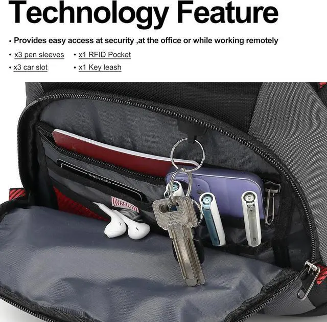 Alt view image 3 of 7 - Laptop Backpack for men 17.3 inch Laptop Bag with USB Port Waterproof Travel Work Backpack Purse Anti-Theft Teacher Nurse Doctor Casual Bookbags Office Business backpackBlack&Dark Grey