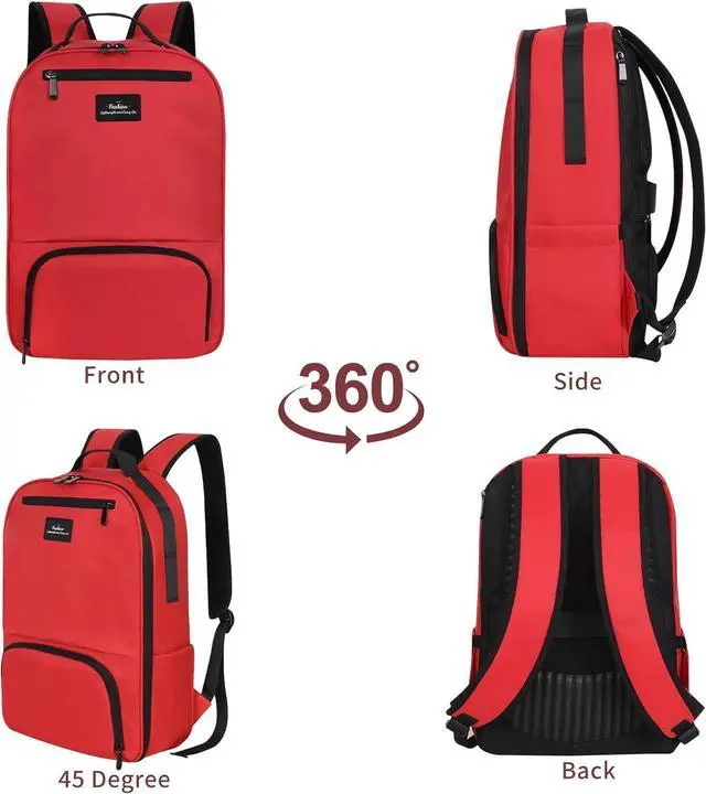 Alt view image 5 of 7 - Travel Backpack for Women 15.6 inch Laptop Backpack Water Resistant College Backpack Red Computer Bags for Work Business Daily School Backpacks for Boys Girls