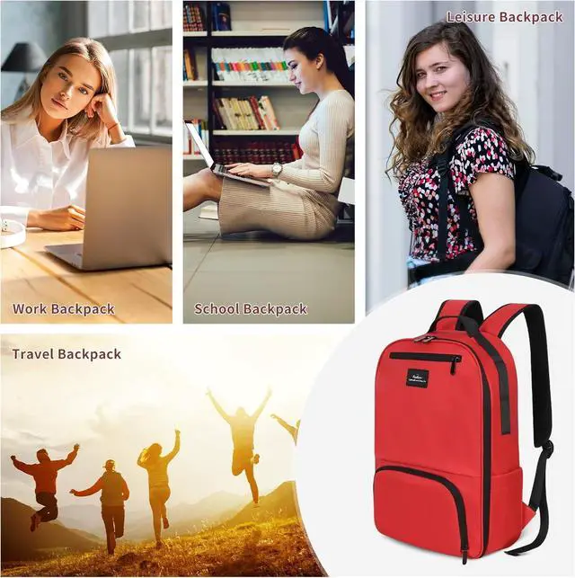 Alt view image 6 of 7 - Travel Backpack for Women 15.6 inch Laptop Backpack Water Resistant College Backpack Red Computer Bags for Work Business Daily School Backpacks for Boys Girls