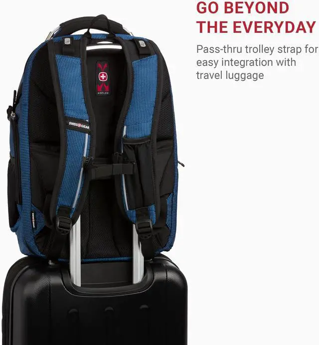 Alt view image 4 of 7 - Travel Tech Elite Laptop Backpack  Fits Laptops up to 16  ScanSmart TSA-Friendly Backpack with USB Port Shoe Compartment & Organizer Pockets  Blue/Black