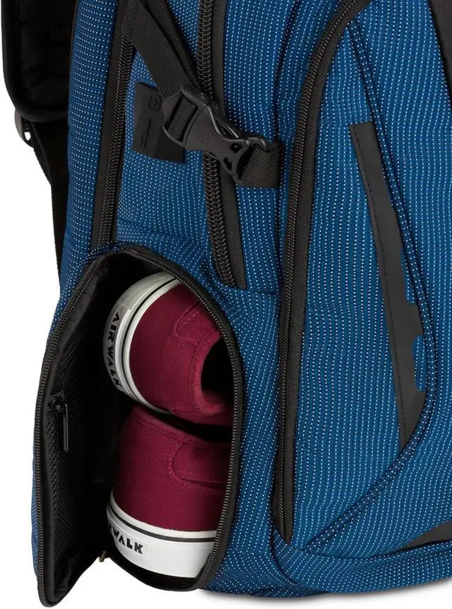 Alt view image 7 of 7 - Travel Tech Elite Laptop Backpack  Fits Laptops up to 16  ScanSmart TSA-Friendly Backpack with USB Port Shoe Compartment & Organizer Pockets  Blue/Black