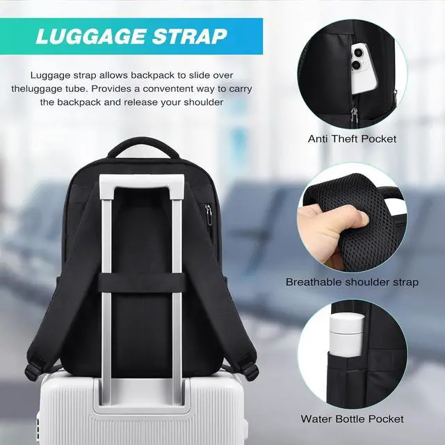 Alt view image 4 of 7 - Travel Laptop BackpackWaterproof College Backpack Airline Approved Business Work Bag Fits 15.6 Inch Computer for Men Women