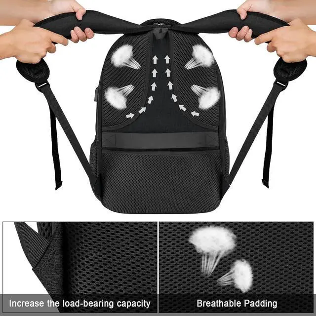 Alt view image 6 of 7 - Backpack for Men Women School Backpacks for Teen Boys Girls Water Resistant Laptop Backpack with USB Charger 15.6 Inch Black College Bookbag
