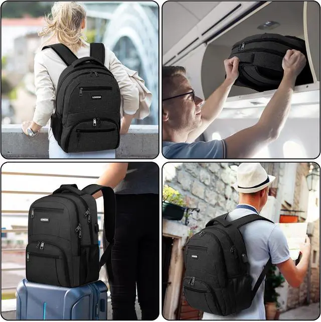 Alt view image 7 of 7 - Backpack for Men Women School Backpacks for Teen Boys Girls Water Resistant Laptop Backpack with USB Charger 15.6 Inch Black College Bookbag