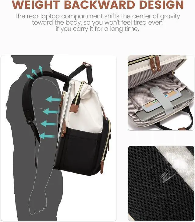 Alt view image 5 of 7 - Laptop Backpack for Women 17.3 Waterproof Nurse Bag Teacher Work Backpack Purse for Women Travel Computer Backpack for College Office Business Ladies