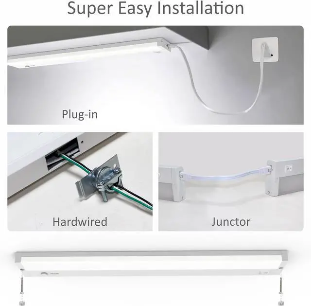 Alt view image 7 of 7 - LED Under Cabinet Lighting Built-in Dimmer Plug in or Hardwired 24 Inch 12W Dimmable 5 Color 2700K/3000K/3500K/4000K/5000K ETL Listed Linkable Under Cabinet Lights for Counter Kitchen White