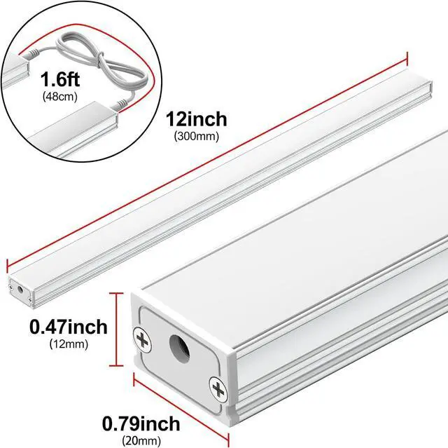 Alt view image 4 of 7 - Under Cabinet Led Light Plug in Dimmable Daylight White 4500K 3 Pack 12 inch Linkable Led Under Counter Lights for Kitchen Shelf Workbench Cupboard ETL Listed Plug 24V UNO-LK 4500K