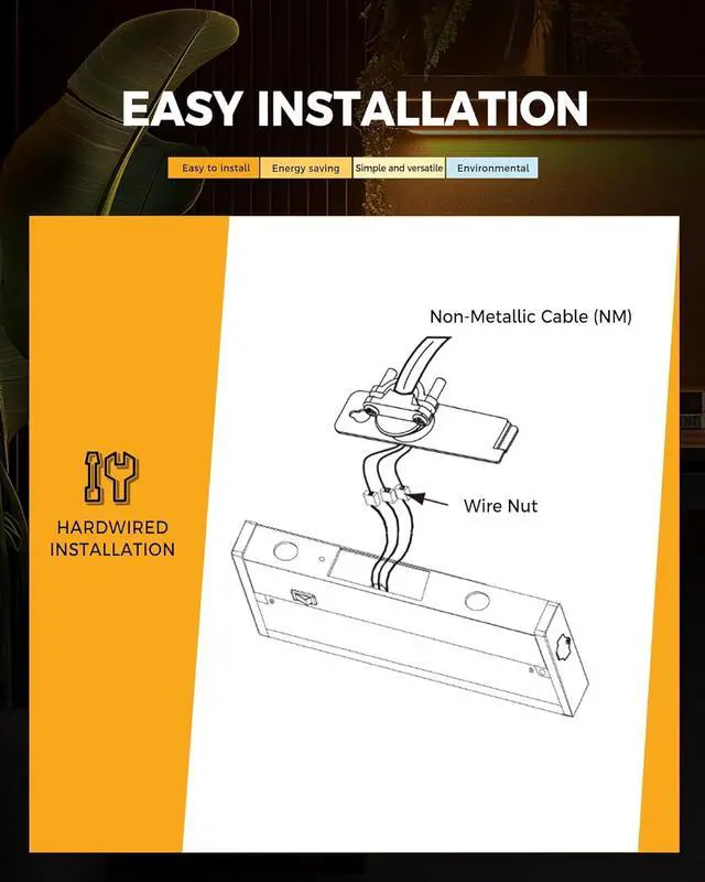 Alt view image 4 of 6 - 2 Pack 12 Hardwired Under Cabinet Lighting Dimmable 9W 600LM 3CCT (3000K/4000K/5000K) Quick Install LED Under Counter Lights for Kitchen Cabinets Countertops YT-4201B-12-2